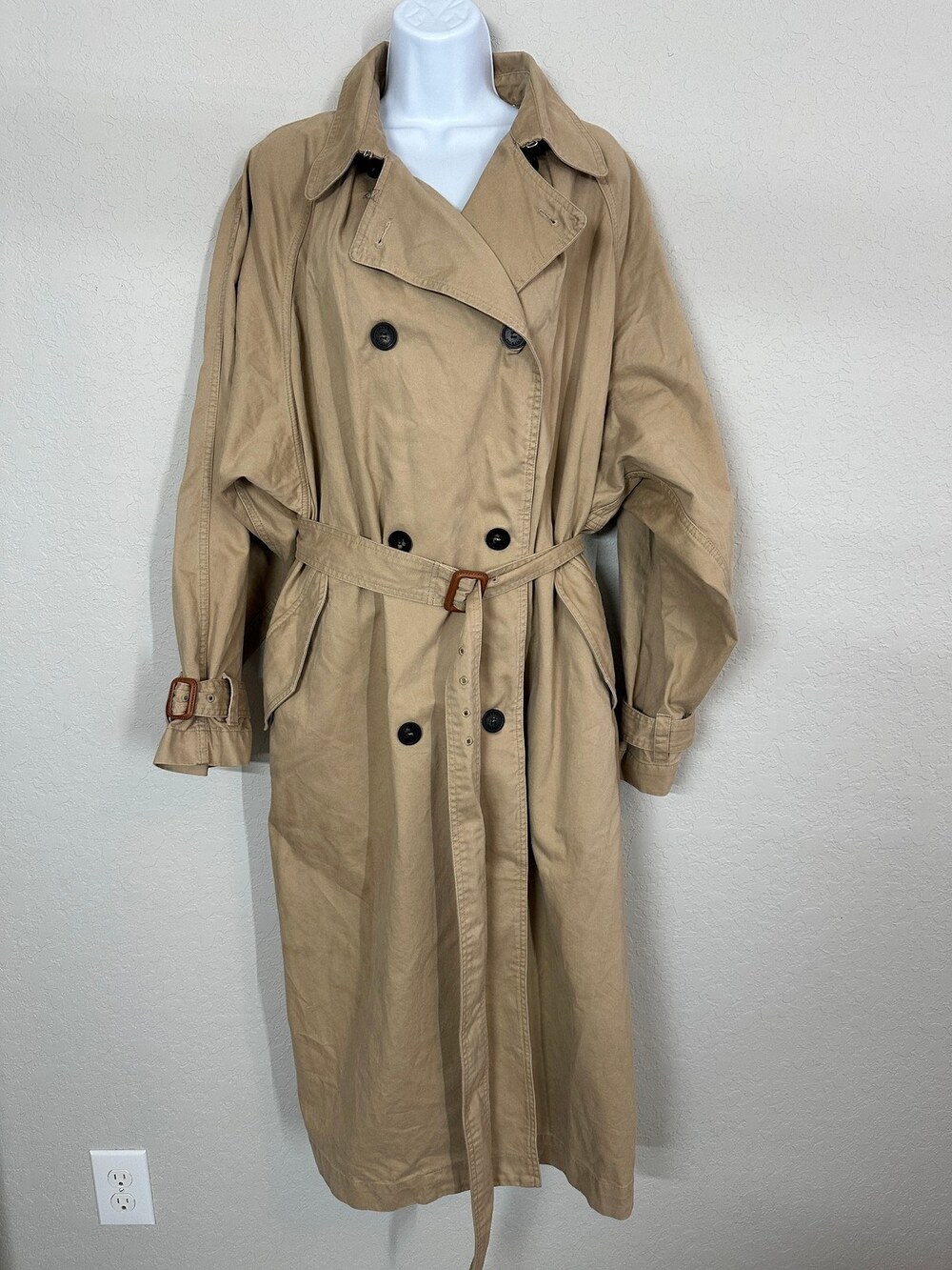 Isabel Marant Trench Coat Double-Breasted Belted Khaki Cotton Women's Size 38